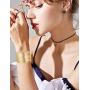 FUNRUN JEWELRY 3PCS Cuff Bangle Bracelet for Women Wide Grooved Wire Metal Circle Bracelet Adjustable