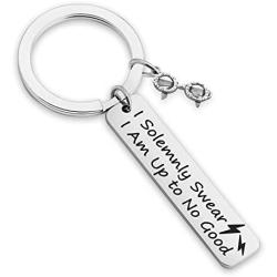 Movie Quote Keychian I Solemnly Swear I Am Up to No Good Mischief Managed Bracelet for Movie Fans Friend Gifts(2swear no good2 KR)