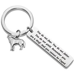 AKTAP Wolf Jewelry Inspirational Keychain Remember You are a Wolf and You Cannot Be Caged Howling Wolf Pendant Inspirational Jewelry Gifts