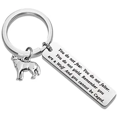 AKTAP Wolf Jewelry Inspirational Keychain Remember You are a Wolf and You Cannot Be Caged Howling Wolf Pendant Inspirational Jewelry Gifts AKTAP Wolf Jewelry Inspirational Keychain Remember You are a Wolf and You Cannot Be Caged Howling Wolf Pendant Inspirational Jewelry Gifts