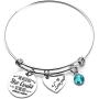 She Believed She Could So She Did Expandable Bangle, Stainless Steel Inspirational Birthstone Charm Cuff Bracelet Graduation Birthday Gifts for Mom, Daughter, Sister, Girls and Women