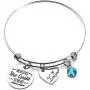 She Believed She Could So She Did Expandable Bangle, Stainless Steel Inspirational Birthstone Charm Cuff Bracelet Graduation Birthday Gifts for Mom, Daughter, Sister, Girls and Women