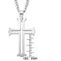 Mens Tungsten Cut-out Cross Pendant Necklace