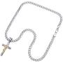 Double Rainbow Jewelry C08-P09 Mens Stainless Steel Gold Silver 2-Tone Jesus Cross Pendant 6mm Cuban Curb Necklace Chain Link