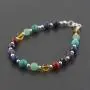 925 Sterling Silver Seven (7) Chakra Natural Healing Gemstone Beads 6 mm Bracelet 7.5 Inches