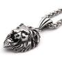 Gungneer Lion CZ Stone Necklace Pendant Stainless Steel Keel Chain Animal Accessory King Jewelry for Men Women