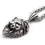 Gungneer Lion CZ Stone Necklace Pendant Stainless Steel Keel Chain Animal Accessory King Jewelry for Men Women