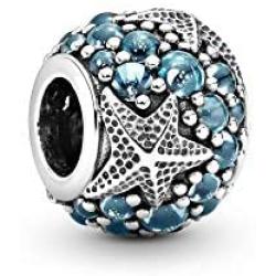 Pandora Jewelry Pave Ocean and Starfish Cubic Zirconia Charm in Sterling Silver