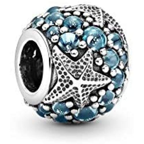 Pandora Jewelry Pave Ocean and Starfish Cubic Zirconia Charm in Sterling Silver