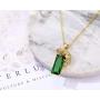 QEPOL Fashion 14K Gold Plated Green Crystal Leopard Pendant Necklace, Women Mens Hip Hop Punk Created Emerald Panther Necklace Jewelry Gifts