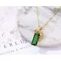 QEPOL Fashion 14K Gold Plated Green Crystal Leopard Pendant Necklace, Women Mens Hip Hop Punk Created Emerald Panther Necklace Jewelry Gifts