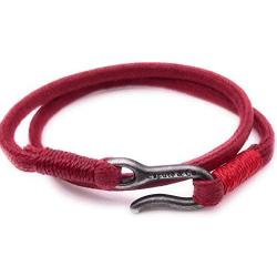 Mens Cord Double Wrap Bracelet - Red Handcrafted in USA