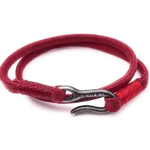 Mens Cord Double Wrap Bracelet - Red Handcrafted in USA Mens Cord Double Wrap Bracelet - Red Handcrafted in USA