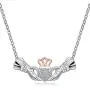 Irish Claddagh Necklace for Women Sterling Silver Girls Crystal Celtic Claddagh Hands Holding Crown Love Heart Pendant Necklace