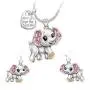 RTY Inspirational Gift Never Forget That I Love You Necklace Earrings Animal Jewelry Lucky Elephant Love Heart Pendant Necklace for Mom Wife Girlfriend