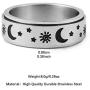 HZMAN Moon Star Sun Fine Tuning Rotating Ring Stainless Steel Boho Jewelry for Women Men Sizs 5-12