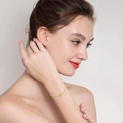 14K Yellow Gold Cross Bracelet for Women Girls Real Gold Moissanite Bead Thin Chain Bracelet Christmas Anniversary Valentines Day Gifts, 7+1+1 inch