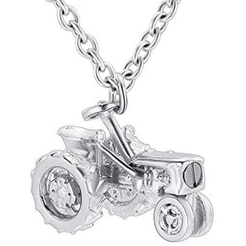 AIWENXI Tractors Cremation Jewelry for Ashes Pendant Locket Stainless Steel Memorial Urn Necklaces for Ashes Keepsake Urn Jewellery