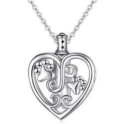 YinShan Cremation Jewelry 925 Sterling Silver Dog Claw Memorial Urn Ashes Keepsake Cylinder Necklace Paw and Heart Pendant