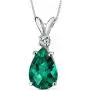 Peora 14K Gold Pendant for Women with Diamond, Elegant 10x7mm Teardrop Pear Shape Solitaire in Genuine and Created Gemstones