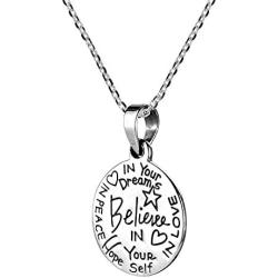 AeraVida Believe Inspirational Message .925 Sterling Silver Necklace