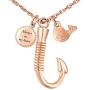 XIUDA Fish Hook Memorial Ash Urn Necklace Stainless Steel Cremation Jewelry for mom & dad, Fish Pendant & Always in My Heart