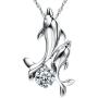 Pearl of Dream Dancing Dolphins Sterling Silver Pendant Necklace