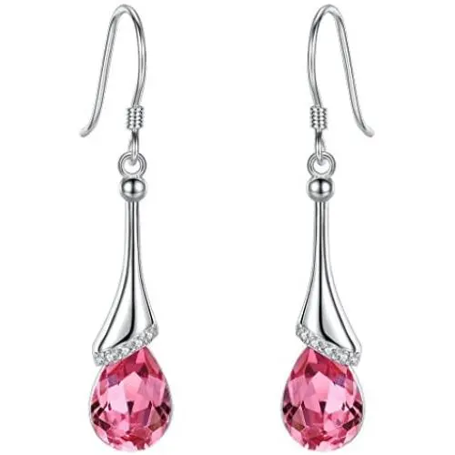 EVER FAITH 925 Sterling Silver Gift Jewelry For Women CZ Elegant Teardrop Chandelier Hook Dangle Earrings
