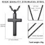REVEMCN Cross Necklace for Men Women Kids, Silver Gold Black Stainless Steel Simple Cross Pendant Necklace 18-22 Inches Chain