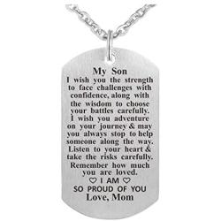 Yintunuo Son Daughter Dog Tag Necklace Jewelry Pendant Keychain from Mom and Dad