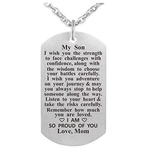 Yintunuo Son Daughter Dog Tag Necklace Jewelry Pendant Keychain from Mom and Dad