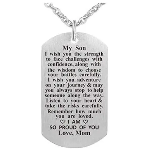 Yintunuo Son Daughter Dog Tag Necklace Jewelry Pendant Keychain from Mom and Dad Yintunuo Son Daughter Dog Tag Necklace Jewelry Pendant Keychain from Mom and Dad