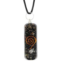 Crystal Chakra Gemstone Orgonite Necklace Pendant | EMF Protection | Energy Generator | Spiritual Healing (Black Tourmaline)