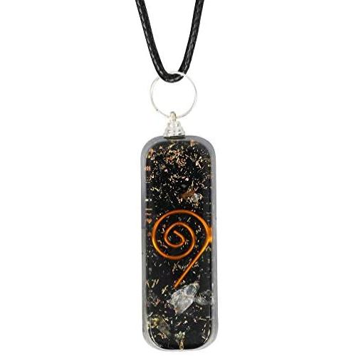 Crystal Chakra Gemstone Orgonite Necklace Pendant | EMF Protection | Energy Generator | Spiritual Healing (Black Tourmaline)