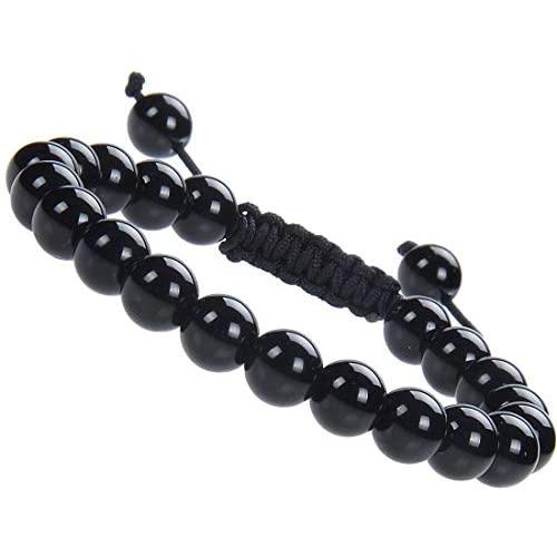 Massive Beads Natural Healing Power Gemstone Crystal Beads Unisex Adjustable Macrame Bracelets 8mm