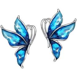 Neoglory Jewelry Blue Butterfly Platinum Plated Fashion Stud Drop Dangle Earrings Women