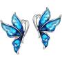 Neoglory Jewelry Blue Butterfly Platinum Plated Fashion Stud Drop Dangle Earrings Women