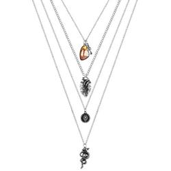 RnBLM JEWELRY Layered Pendant Chain Necklaces for Women Mens Punk Dainty Multilayer Choker Necklaces with Paperclip Lock Cross