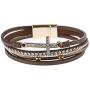 RIAH FASHION Bohemian Faux Leather Wrap Multi Layer Statement Bracelet - Cross Christian Religious Leatherette Cuff Crystal Rhinestone, Metallic Bead, Acrylic Pearl Bangle