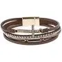 RIAH FASHION Bohemian Faux Leather Wrap Multi Layer Statement Bracelet - Cross Christian Religious Leatherette Cuff Crystal Rhinestone, Metallic Bead, Acrylic Pearl Bangle