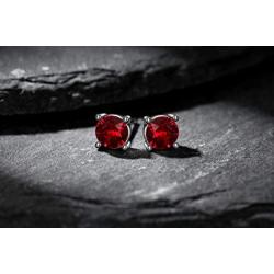 Swarovski Stud Earrings for Women - Sterling Silver Crystal Earrings - Birthstone Earrings Studs for Girls - Siam Red Crystal From Swarovski By GoSparkling Allergy-Free Passed SGS Inspection