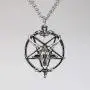 Real Metal Baphomet Satanic Goat Head Inverted Pentagram Silver Finish One Inch Pendant Necklace Real Metal Baphomet Satanic Goat Head Inverted Pentagram Silver Finish One Inch Pendant Necklace