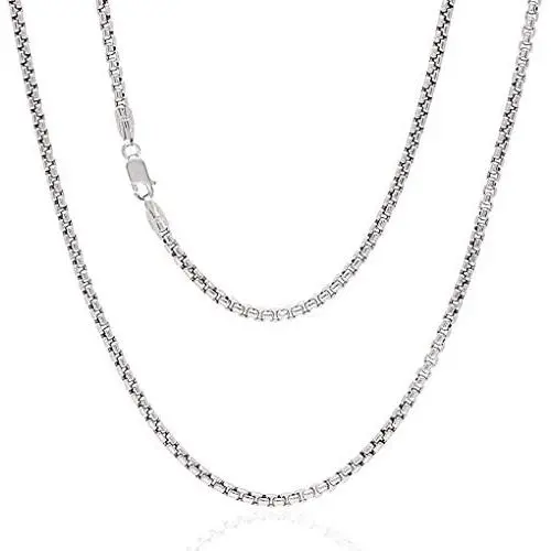 NYC Sterling Unisex Solid Italian 2.5mm Round Box Chain in Sterling Silver NYC Sterling Unisex Solid Italian 2.5mm Round Box Chain in Sterling Silver