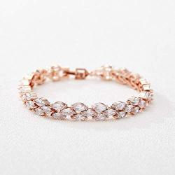 SWEETV Cubic Zirconia Wedding Bridal Bracelets Jewelry for Brides,Bridesmaid,Women