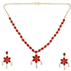 Efulgenz Indian Bollywood Gold Plated Crystal Rhinestone Faux Pearl Floral Wedding Choker Necklace Earring Jewellery Set