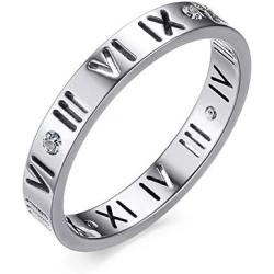 Jaline Fashion Stainless Steel IP Rose gold plating Roman Numeral Ring for Women and Teen Girls,Rose Gold,Size 6-8