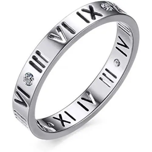 Jaline Fashion Stainless Steel IP Rose gold plating Roman Numeral Ring for Women and Teen Girls,Rose Gold,Size 6-8