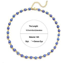 Dcfywl731 Evil Eye Choker Pendant Necklace for Women Dainty Cute Handmade Tiny Bead Necklace for Teen Girls