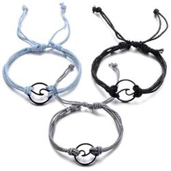 3Pcs/Set Boho Beach Wave Bracelets for Women Adjustable Friendship Bangle Surfer Jewelry