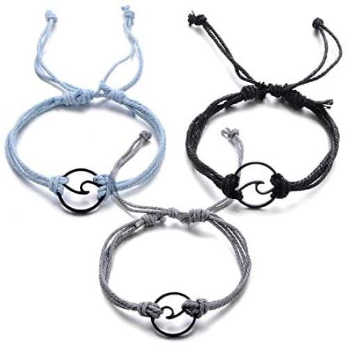 3Pcs/Set Boho Beach Wave Bracelets for Women Adjustable Friendship Bangle Surfer Jewelry